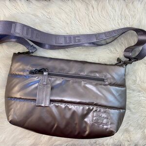 Lug Metallic Gray Puffer Puffy Crossbody Bag